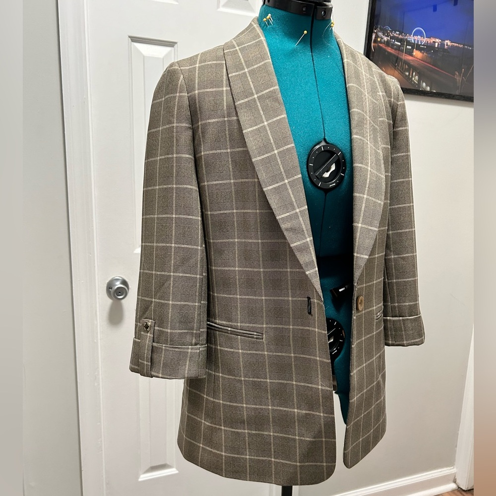 Anne Klein plaid 3/4 blazer